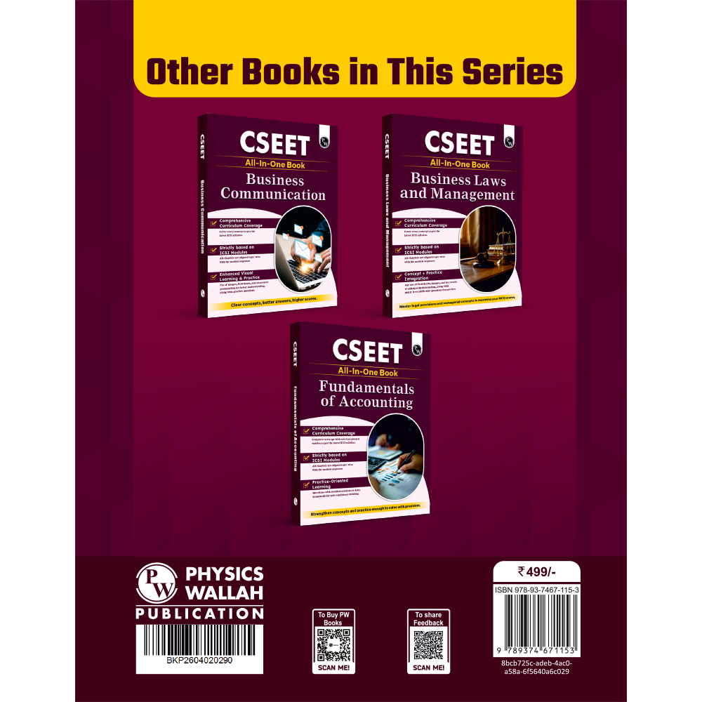 PW CSEET All in One Book Economics and Business Environment October 2026 Attempt | Comprehensive Curriculum Coverage | Strictly Based on ICSI Modules | Concept Clarity & Quick Revision Support