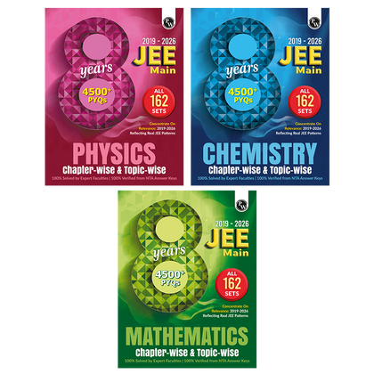 PW JEE Main PYQ 8 Years (2019-2026) Physics, Chemistry, Maths Combo Set of 3 Books | All 162 Sets Previous Years Solved Papers For JEE Main 2027 Exams | Concentrate on Relevance