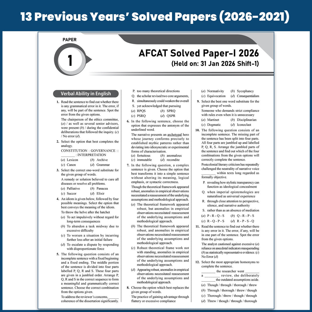 PW All in One AFCAT (For Flying, Technical & Ground Duty Branches) Exam 2027 | Chapterwise Study Notes & Exercise | 4000+ MCQs | Past PYQs (2026 - 2021) | Free Online Mock Tests