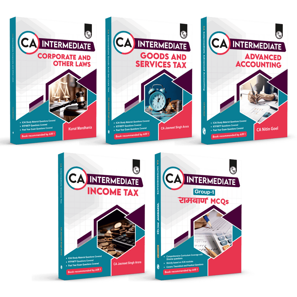 CA Intermediate Group 1 Advanced Accounting - CA Nitin Goel, Corporate & Other Laws - Kunal Mandhania, Income Tax, Goods & Services Tax - CA Jasmeet Singh, Ramban MCQs Combo Set of 5 Books Latest Syllabus For May & Sep 2025 Exams