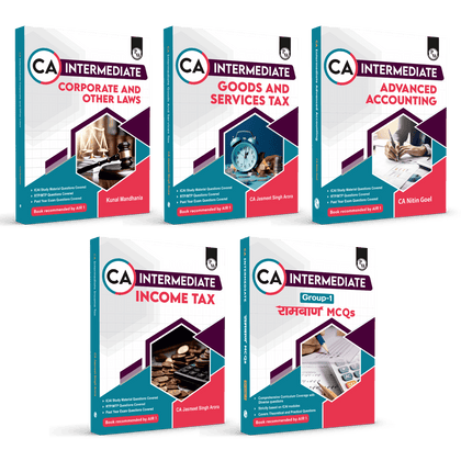 CA Intermediate Group 1 Advanced Accounting - CA Nitin Goel, Corporate & Other Laws - Kunal Mandhania, Income Tax, Goods & Services Tax - CA Jasmeet Singh, Ramban MCQs Combo Set of 5 Books Latest Syllabus For May & Sep 2025 Exams