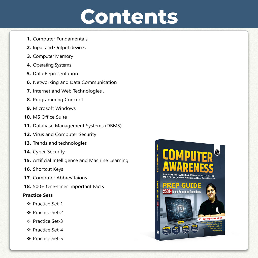 Computer Awareness Book 2026 | Chapterwise Theory and 2500+ Most Repeated Questions & PYQs By Bhagyshree Mam For Banking, Railway, RBI Clerk & Assistant, SSC, Delhi Police and Others Exams