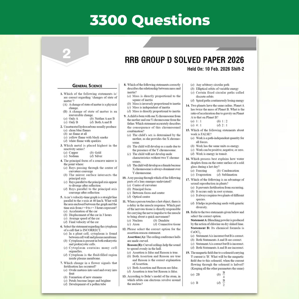 33 RRB Group D Level 1 Previous Years Solved Papers (2026-2022, 2018) with 15 Online CBT Tests For Exam 2026-2027 | 3300 PYQs | Fully Solved | English Edition