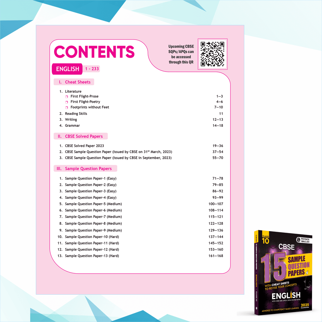 CBSE 15 Sample Question Papers Class 10 English for 2025 Exam | Competency-Based Learning | PYQ 2024 with Topper's Explanations, CBSE SQP & CBSE Practice Questions