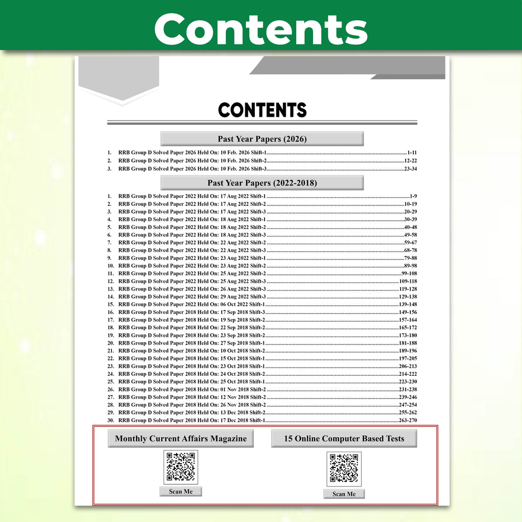 33 RRB Group D Level 1 Previous Years Solved Papers (2026-2022, 2018) with 15 Online CBT Tests For Exam 2026-2027 | 3300 PYQs | Fully Solved | English Edition