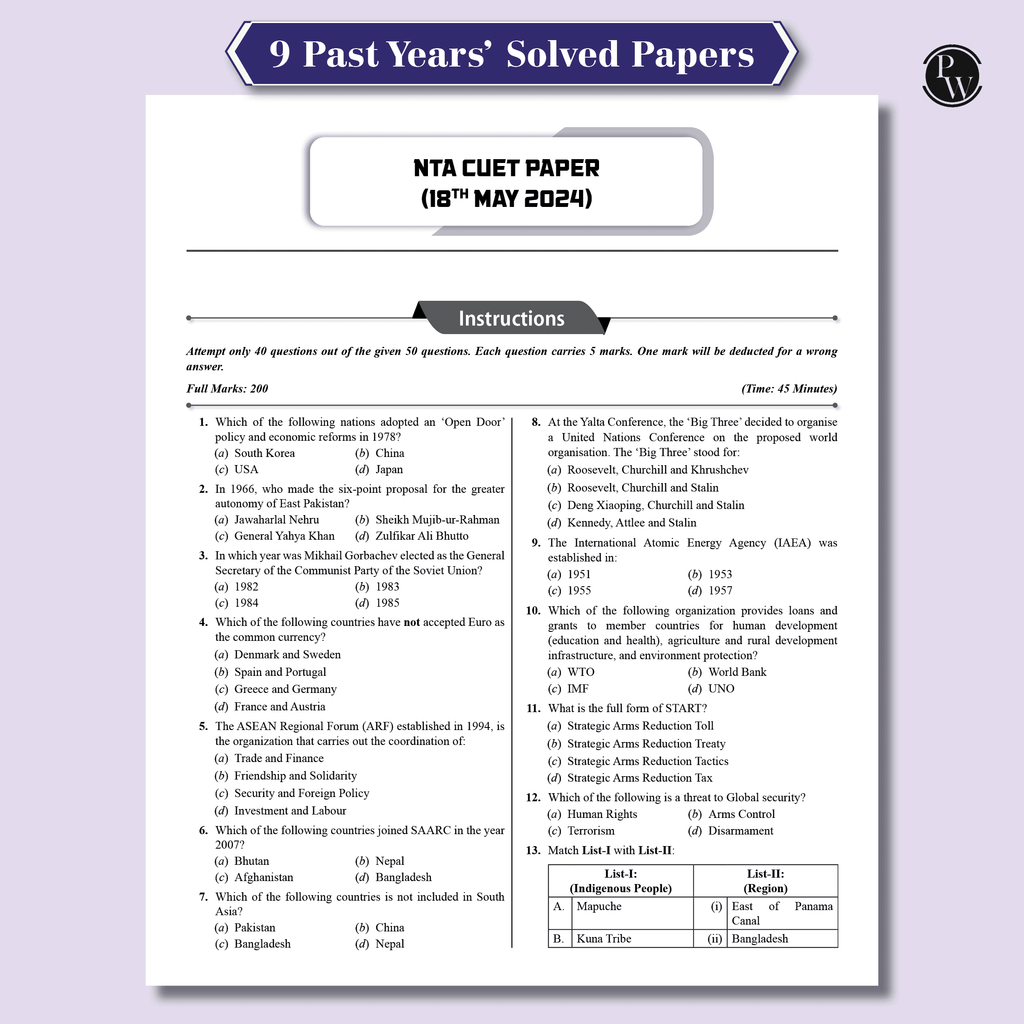 NTA CUET UG Humanities Mock Test & Past Year Papers Combined (Political Science, Economics, Geography, History) For 2025 Exams | Based on Latest CUET UG Guidelines