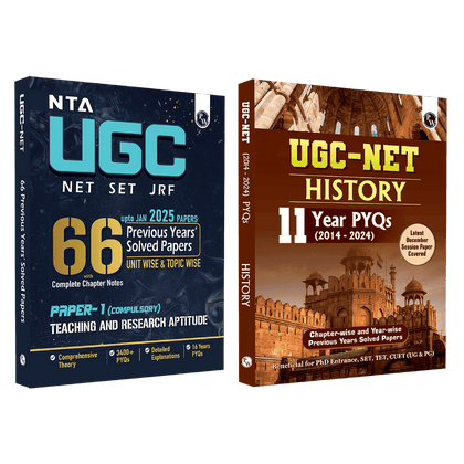 NTA 66 UGC NET Paper 1 (Teaching & Research Aptitude) 16 Years PYQs with Complete Chapter Notes + History (Paper 2) 11 Years (2014- 2024) I Unitwise and Topicwise