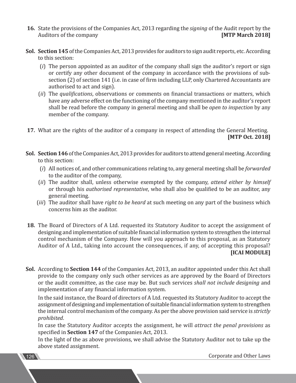 CA Intermediate Group 1 Corporate and Other Laws 3rd Edition Including Previous Years Questions & Solutions | PYQ, RTP & MTP | Latest Syllabus | Applicable for November 2024 Exam Onwards
