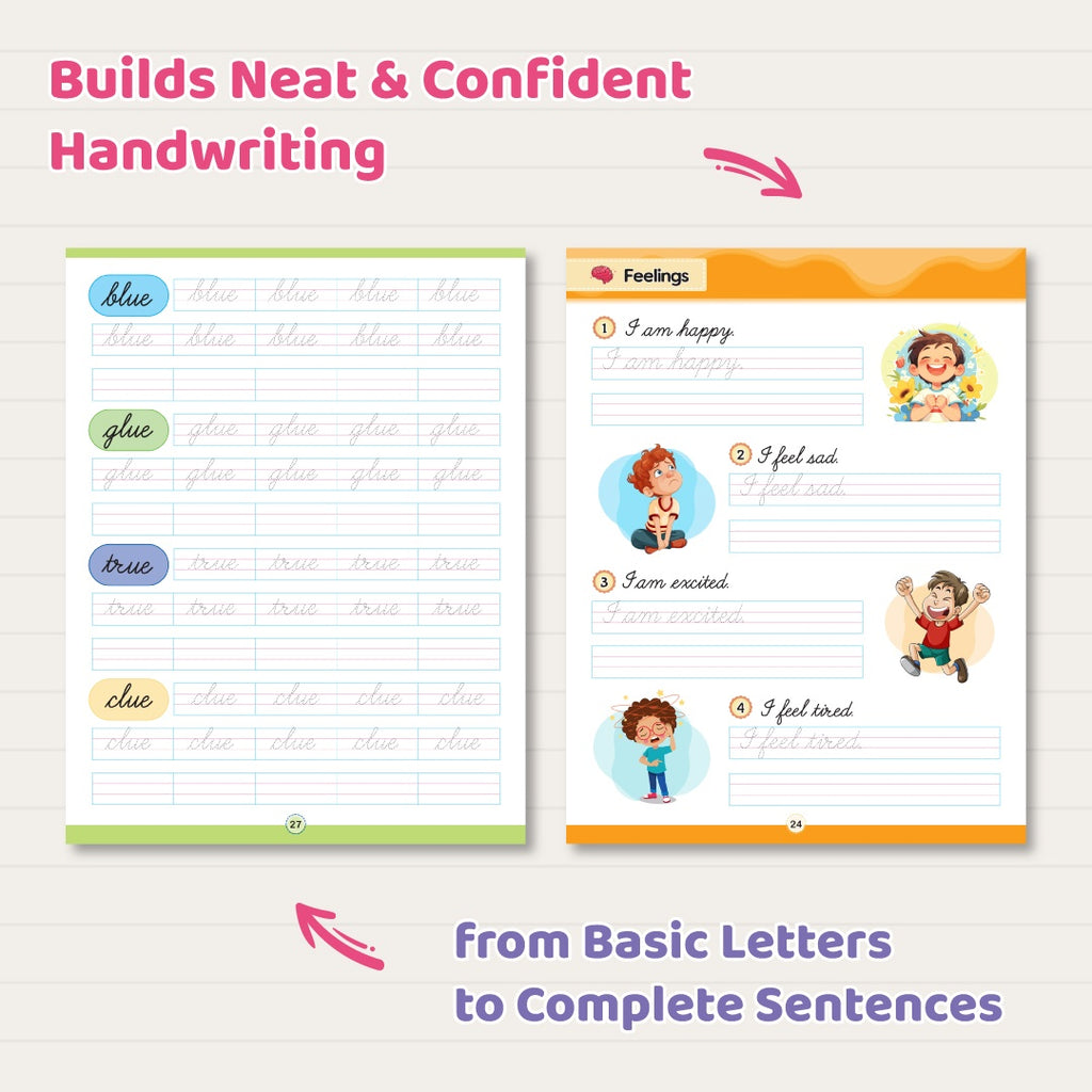 Cursive Writing Journey Books For Kids (Set of 4 Books) | Improve Small & Capital A to Z, Joining Letters, Words, & Sentences | Easy Beginner to Confident Level Fluent Handwriting Practice Books