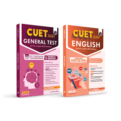 CUET (UG) General Test and English 2025 Combo Set of 2 Books l Chapterwise & Topicwise Question Bank with Past Year Questions and Mock Tests.