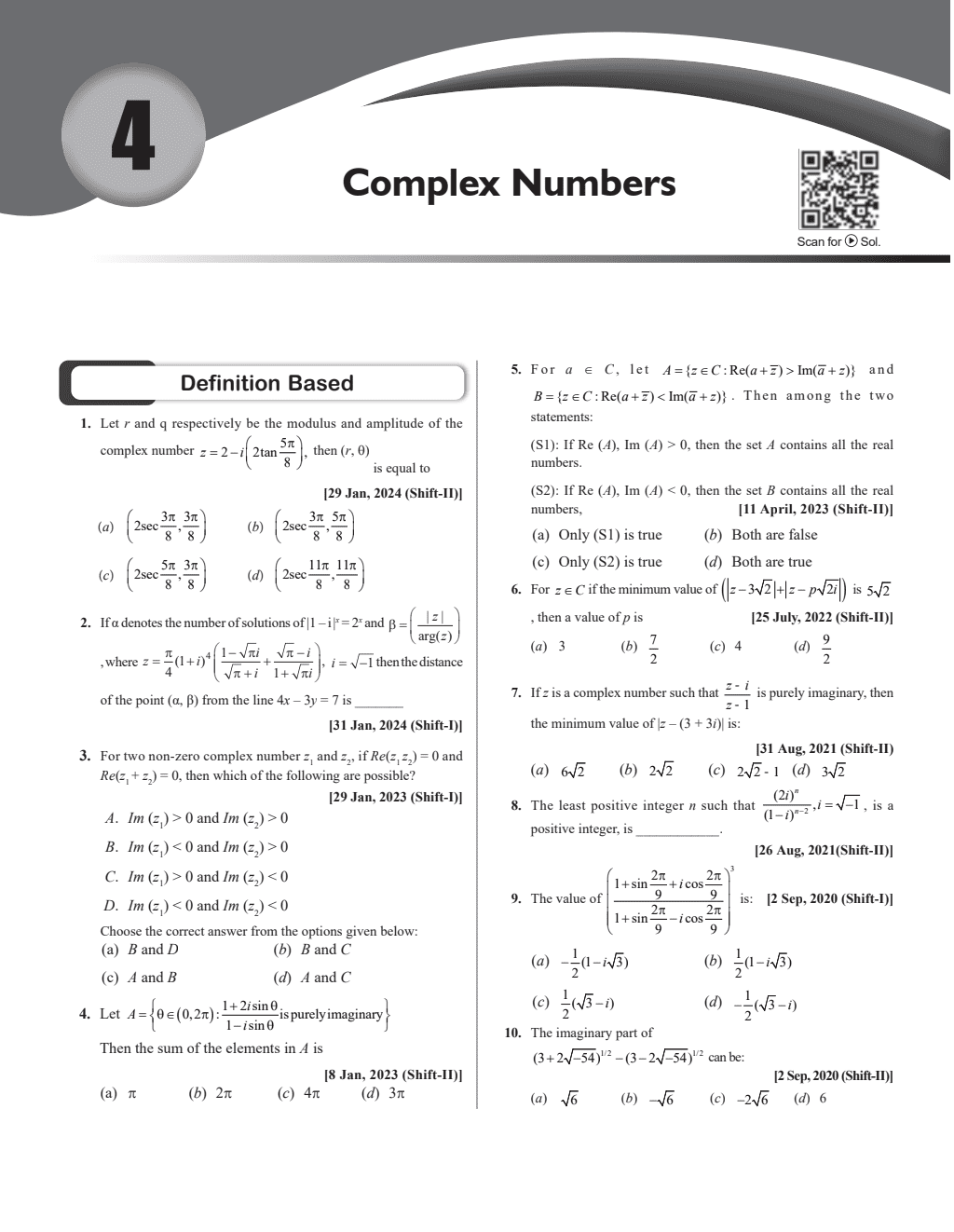 JEE Main 6 Years (2019-2024) Mathematics All Shifts Online Previous Years Solved Papers Chapterwise and Topicwise PYQs For JEE Main 2025 Exams