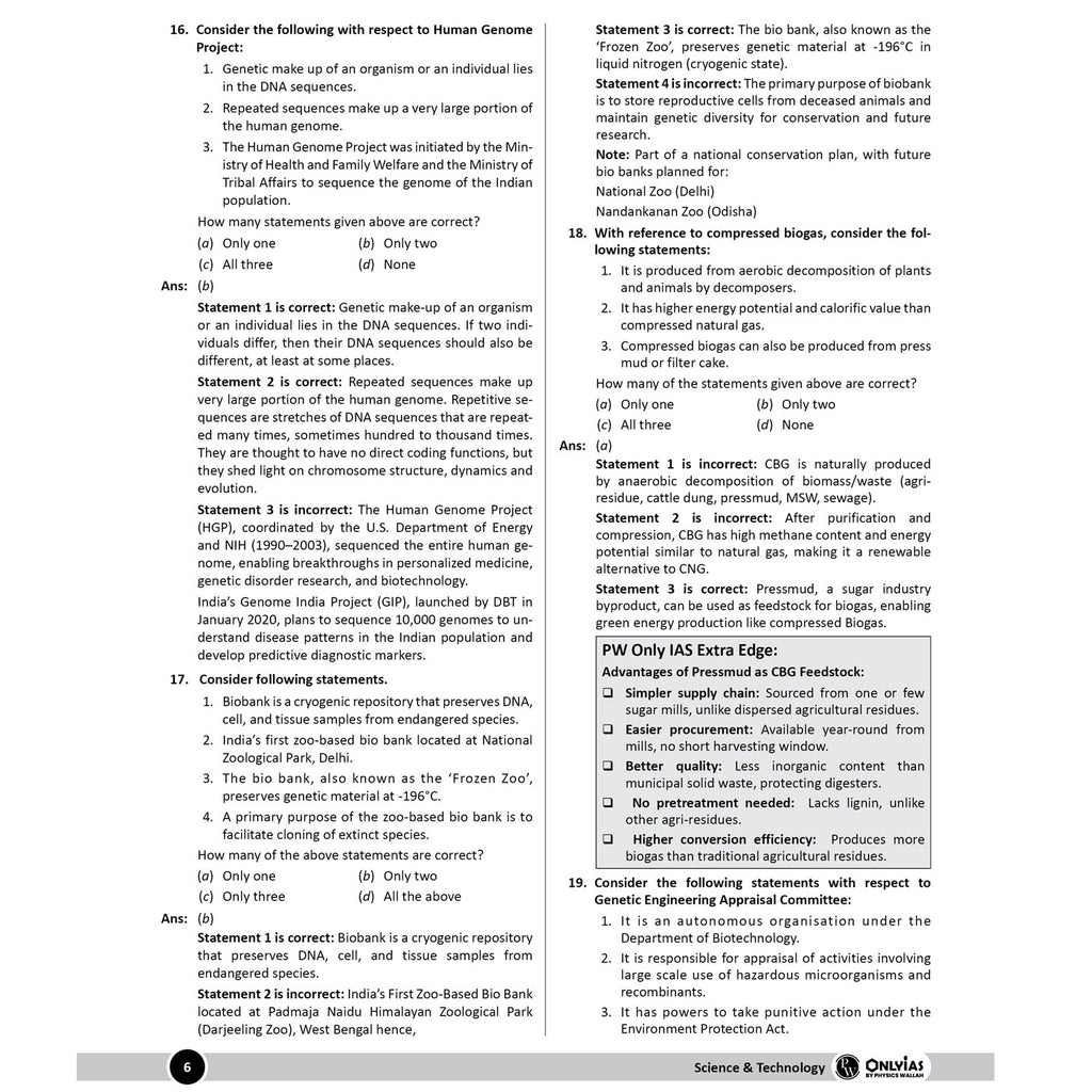 PW UPSC Mission Prelims Science and Technology Question Bank Chapterwise Topicwise | 550+ Handpicked Questions & Important Topics Covered with Detailed Explanation