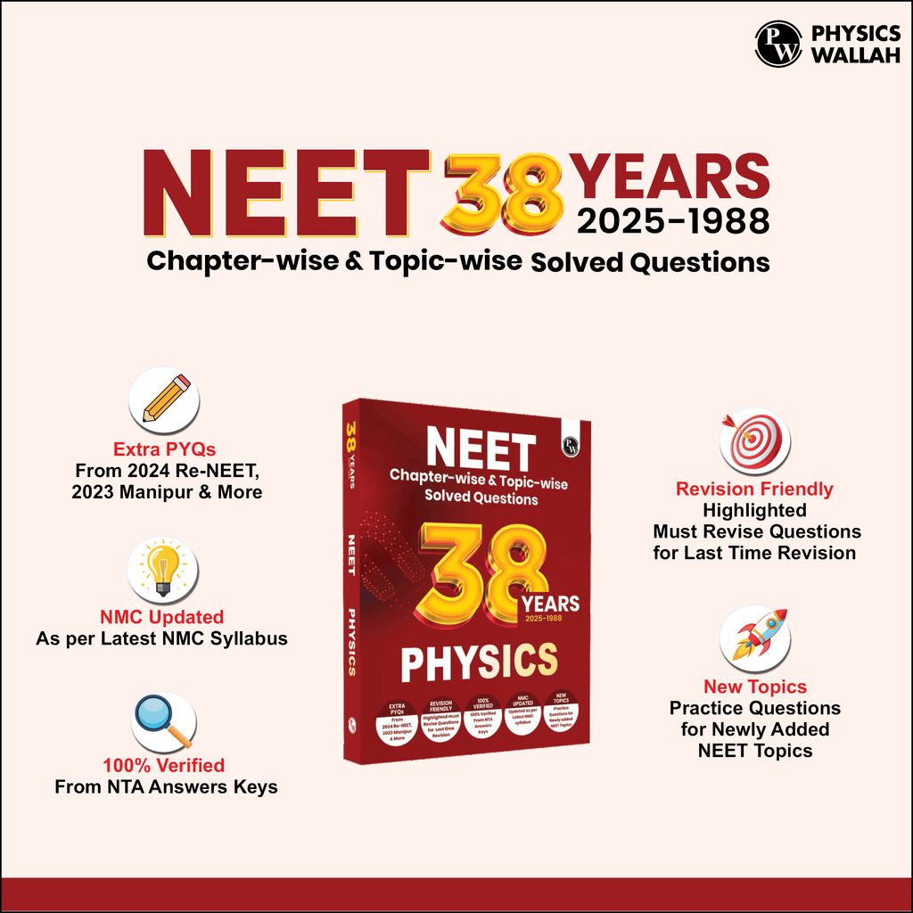 Digital-Book + 38 Years NEET Previous Year Solved Question Papers Physics PYQ (2025 - 1988) Chapterwise Topicwise Solutions For NEET Exam 2026 with Newly Added Topics
