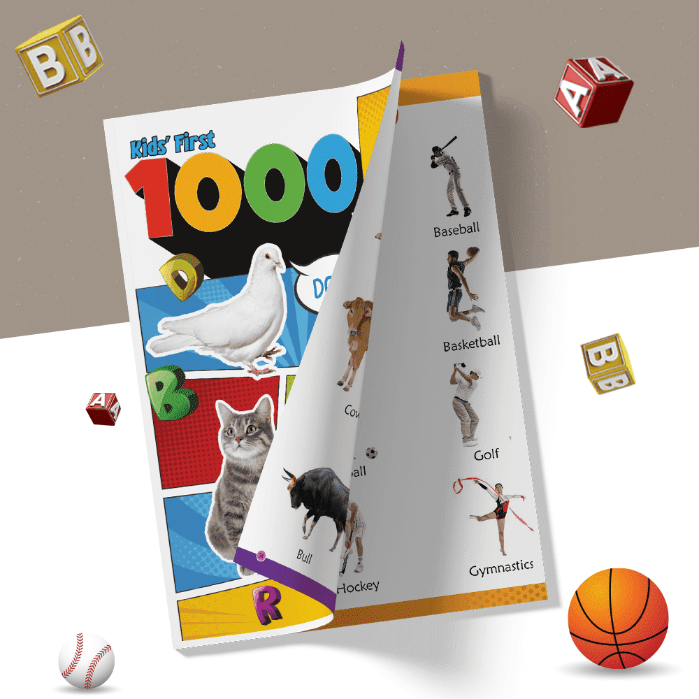 Kids Combo of 2 Books | 4 in 1 Padded Board Book & First 1000 Words For Early Learners, Toddlers l Colors, Shapes, Alphabet, Numbers and Vocabulary Picture books for Children
