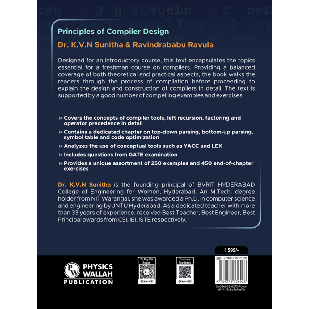 Principles of Compiler Design By Dr. K.V.N Sunitha & Ravindrababu Ravula For GATE and Engineering Students | Chapterwise Theory & Questions