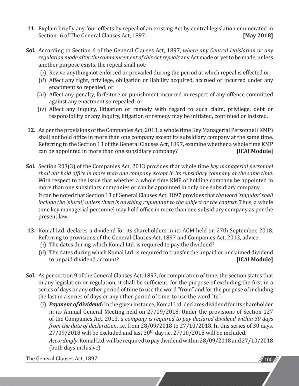 CA Intermediate Group 1 Corporate and Other Laws 3rd Edition Including Previous Years Questions & Solutions | PYQ, RTP & MTP | Latest Syllabus | Applicable for November 2024 Exam Onwards