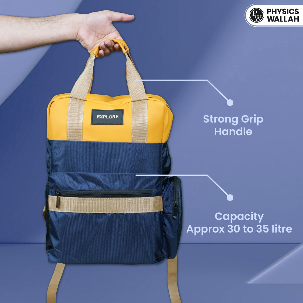 StudentPro Blue and yellow Double tone | Eco-Friendly Water Resistant Bag with Rain Proof Zippers | Designed for Coaching, School & College  Backpack
