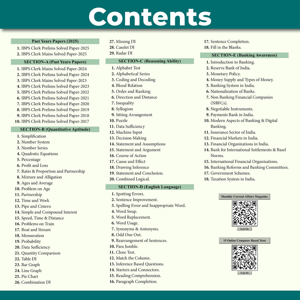 All in One IBPS Clerk 2026 Book Prelims & Mains Exams | Chapterwise Theory and Exercises | 12 Previous Year Solved Papers PYQ Till Oct 2025 and 15 Online CBT Tests English Edition