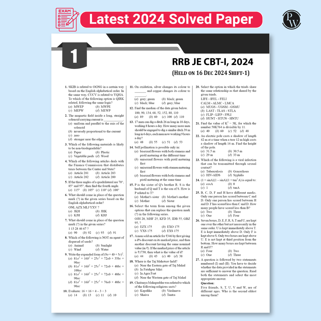 All in One RRB JE (Junior Engineer) CBT - 1 2025-26 Exam l Chapterwise Theory, Short Tricks and Exercises, 15 Previous Year Solved Papers (2024 & 2019) PYQs with 10 Practice Sets