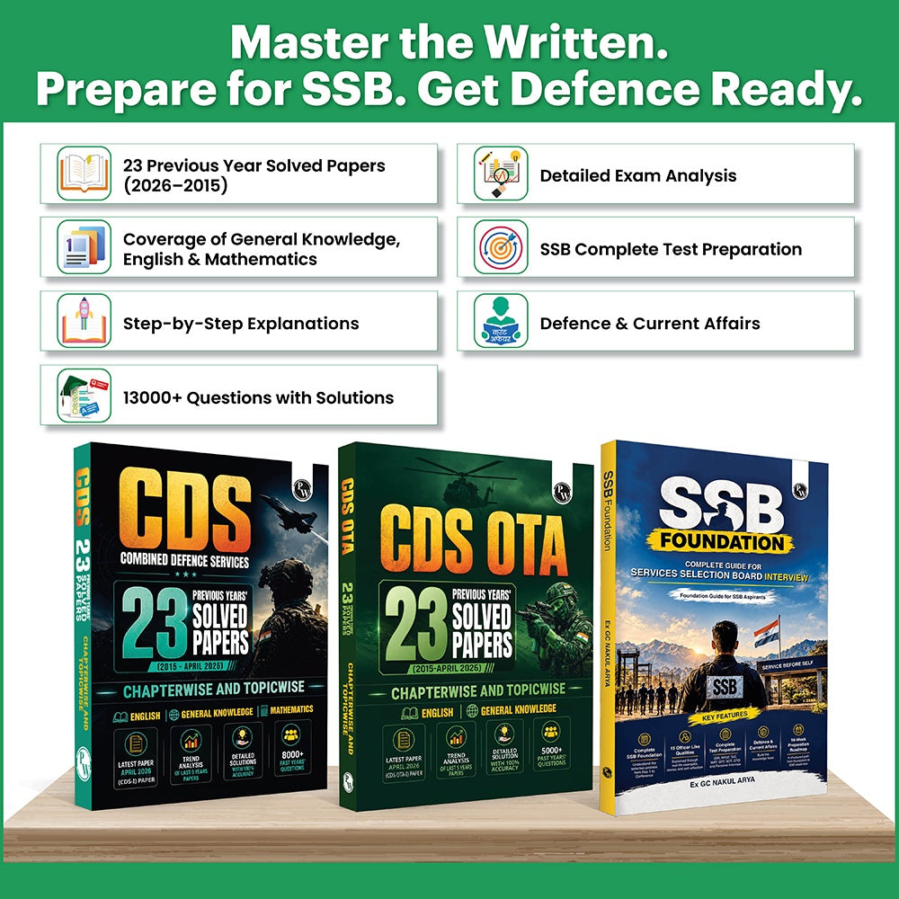 PW CDS & OTA PYQ Books - 23 Previous Year Solved Papers (Till April 2026) and SSB Foundation Complete Guide By Ex-GC Nakul Arya Sir Combo Set of 3 Books For 2027 Exam