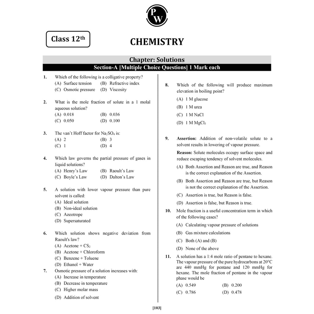 PW ISC Class 12 Chapter-Wise 20 Most Probable Questions For 2027 Board Exams | Physics, Chemistry, Maths, & Biology | Expert Curated Content Based on the Latest Syllabus