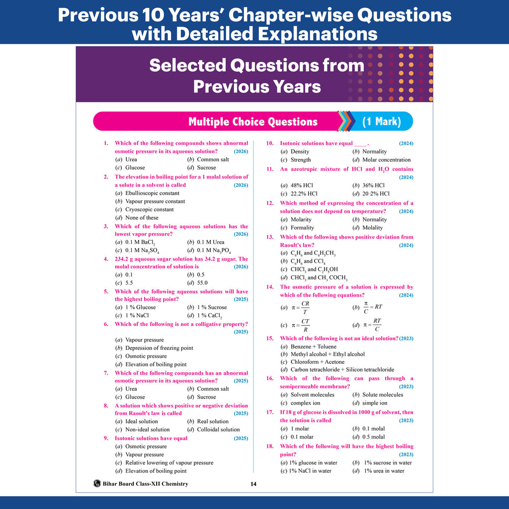 Bihar Board Class 12 Question Bank Chemistry JEET Guess Papers & Question Bank By Aditya Sir For 2026-27 Exam | Chapterwise Theory & Previous 10 Years Questions, Model Papers with OMR