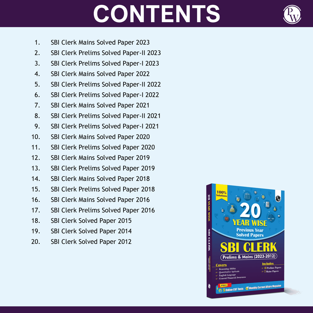 20 SBI Clerk Prelims & Mains Previous Year Solved Papers For 2024-25 Exam