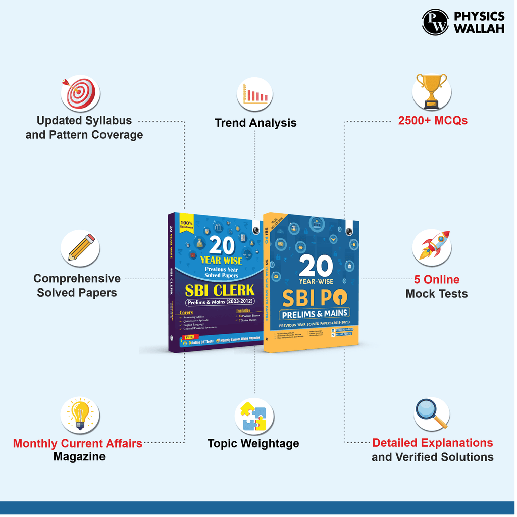20 SBI PO (2015-2023) and 20 SBI Clerk (2023-2012) Prelims & Mains Previous Year Solved Papers Combo Set of 2 Books For 2024-2025 Exams | Fully Solved | English Edition