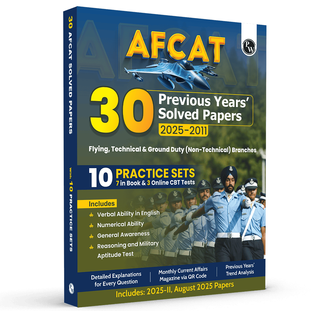 30 AFCAT Previous Years' Solved Papers (2025 - 2011) with August 2025 Paper For Flying, Technical & Ground Duty (Non-Technical) Branches 2026 Exam | PYQs | 10 Practice Sets
