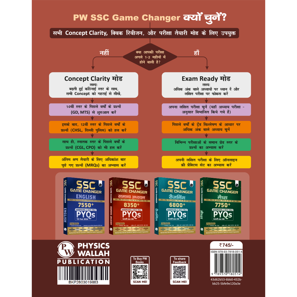 SSC Game Changer General Awareness (Hindi) 8350+ PYQ For 2026 Exams | Chapter, Topic & Exam-wise Previous Year Solved Questions | For CGL, CHSL, MTS, CPO, GD, Delhi Police, Steno