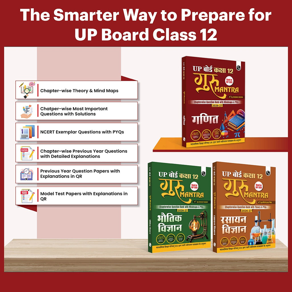 UP Board Class 12 Question Bank Guru Mantra (Hindi Medium) Physics, Chemistry and Maths Combo Set of 3 Books For 2026-27 Exam | NEP 2020
