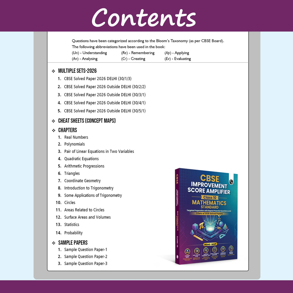 CBSE Improvement Score Amplifier Class 10 Maths For 2026 Improvement Board Exams | 5 PYQs Sets of 2026 Solved Papers | Sample Papers & Chapter-wise Concepts Maps