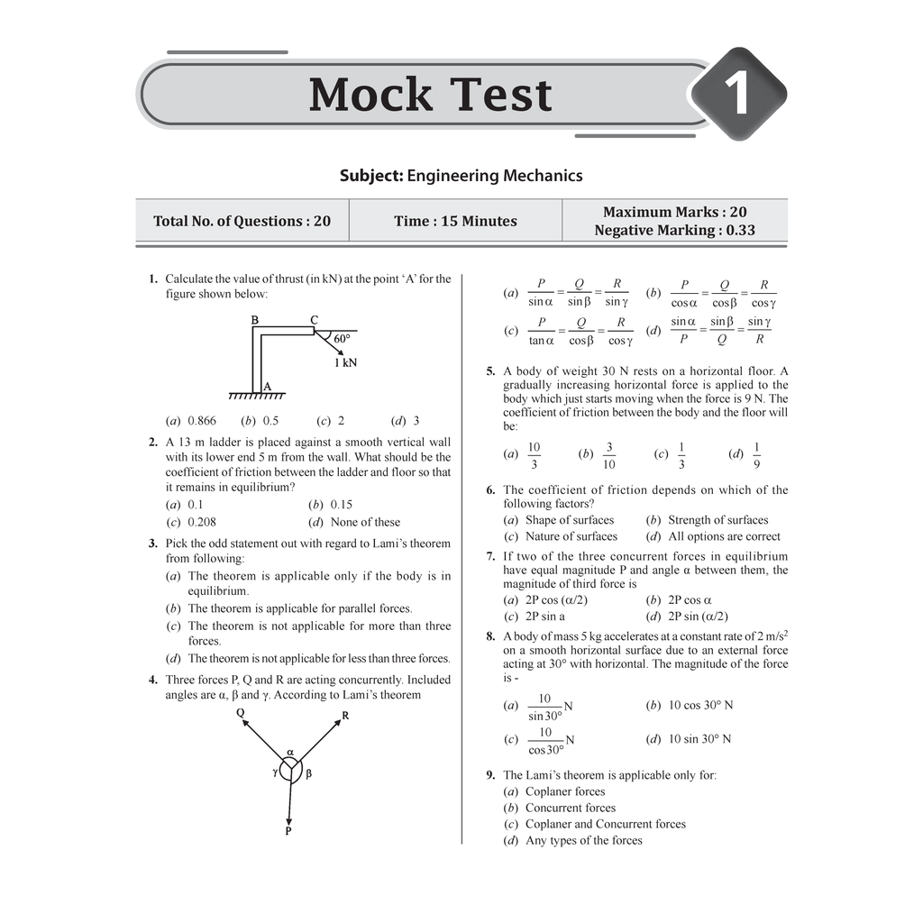 SSC JE Mechanical Engineering (Paper I) 18+ Mock Tests & Full Length Tests for Each Subject | 2000+ Practice Questions with Detailed Explanation