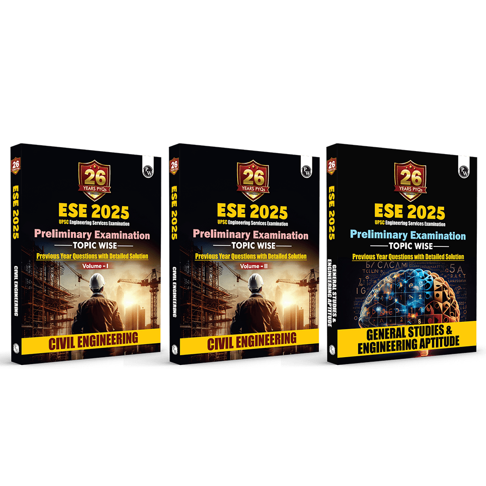 UPSC ESE Topicwise Previous Years Solved Questions 26 Years PYQs Civil Engineering Preliminary Examination Volume 1 & 2 and General Studies & Engineering Aptitude Combo Set of 3 Books