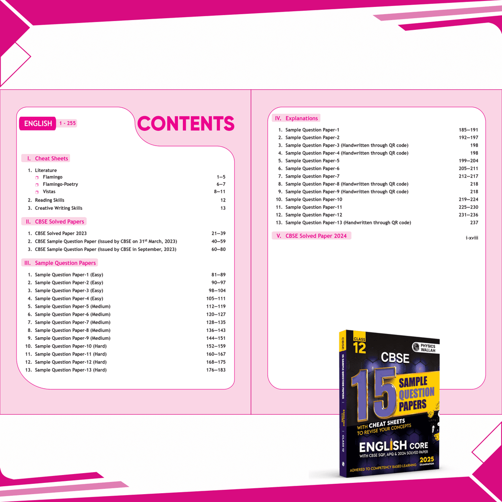 CBSE 15 Sample Question Papers Class 12 English Core for 2025 Exam | Competency-Based Learning | PYQ 2024 with Topper's Explanations, CBSE SQP & CBSE Practice Questions
