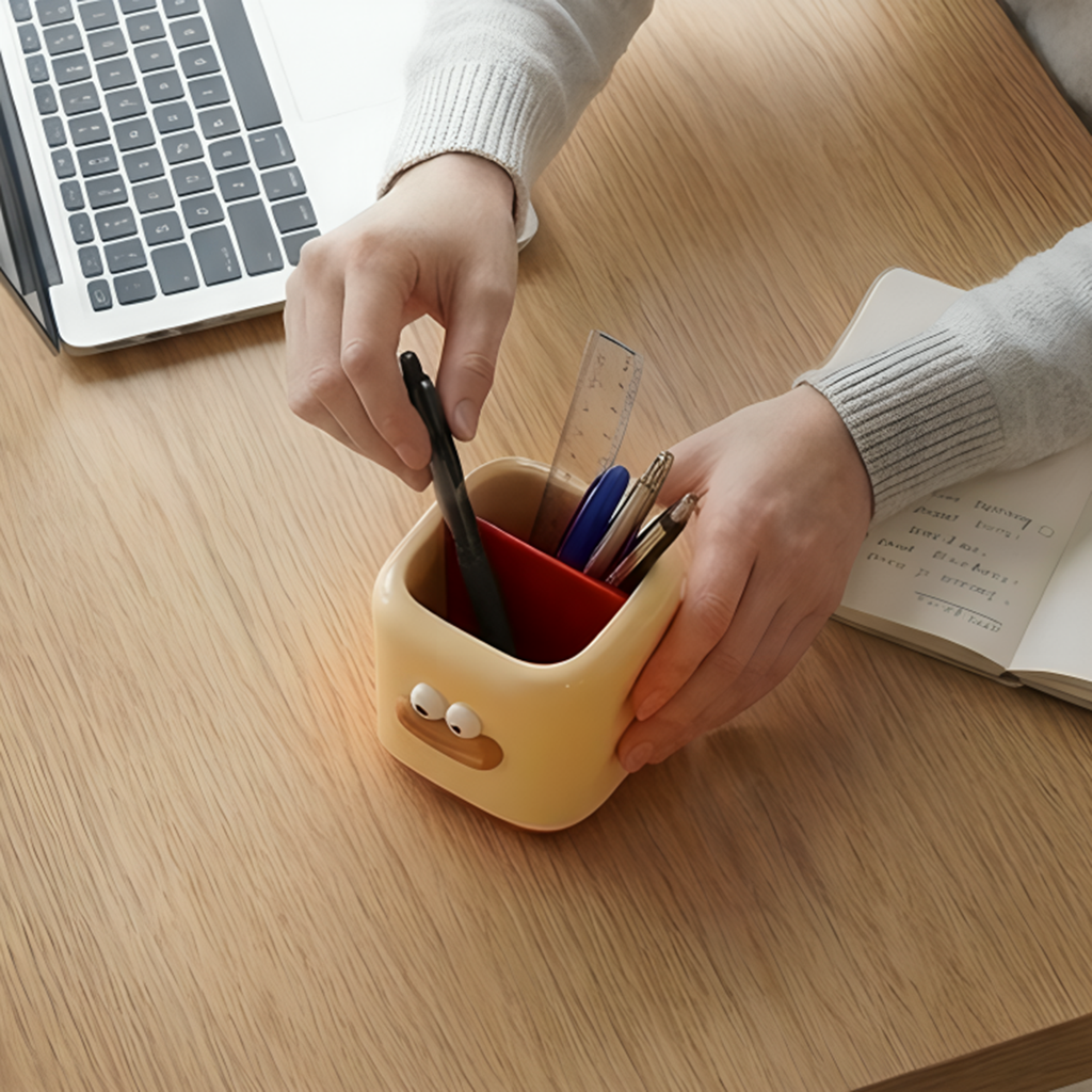 Study Desk Organizer | Writing Essentials Holder & Pen Stand for Students (Eyes)