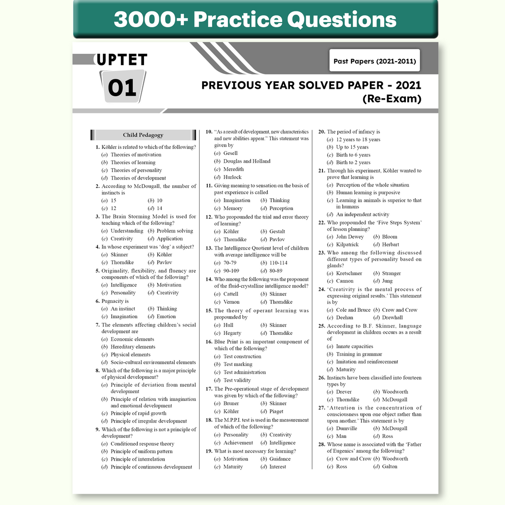 PW UPTET Paper 1 Class 1-5 Teacher Eligibility Test Exam 2026 | 10 Previous Year Solved Papers (2021-2011) and 10 Practice Sets | CDP, EVS, Maths, English, Hindi | 3000+ Questions