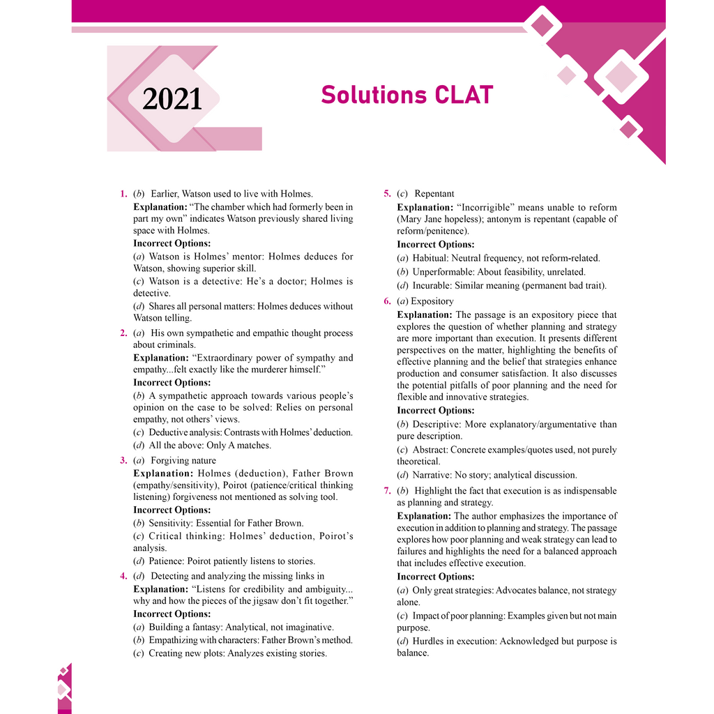 CLAT & AILET 14 Previous Years Solved Papers (2020-2026) Yearwise with Detailed Explanation For 2027 Exam