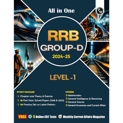 All in One RRB Group D Level-1 For 2024-25 Exam | Chapterwise Theory, Short Tricks and Exercises | 15 Previous Year Solved Papers (PYQs) 2018 & 2022 with 15 Practice Sets