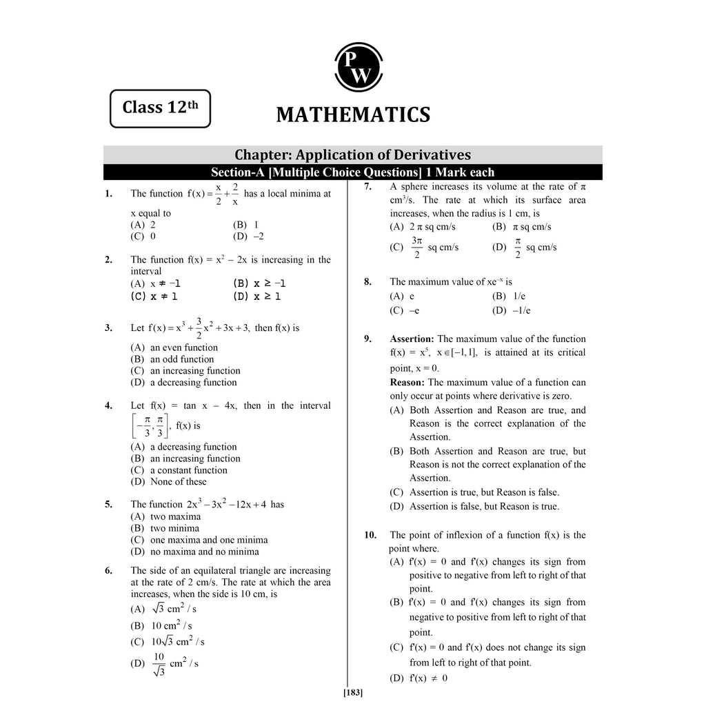 PW ISC Class 12 Chapter-Wise 20 Most Probable Questions For 2027 Board Exams | Physics, Chemistry, Maths, & Biology | Expert Curated Content Based on the Latest Syllabus