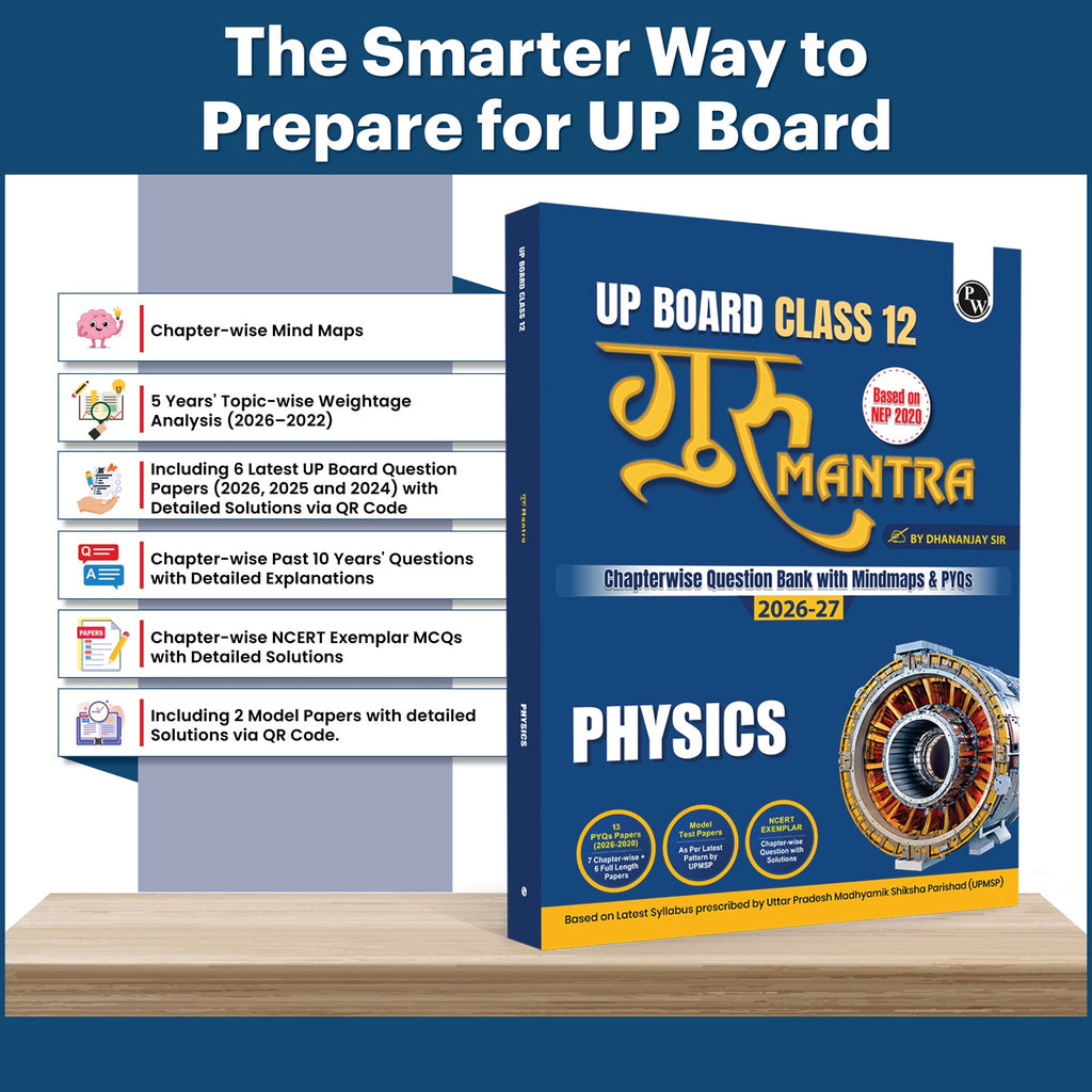 UP Board Class 12 Question Bank Physics Guru Mantra By Dhananjay Sir For 2026-27 Exam | NEP 2020 | Chapter-wise Mind Maps with Previous Year Questions, NCERT Exemplar & Model Papers