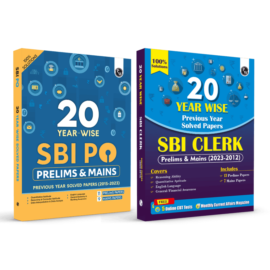 20 SBI PO (2015-2023) and 20 SBI Clerk (2023-2012) Prelims & Mains Previous Year Solved Papers Combo Set of 2 Books For 2024-2025 Exams | Fully Solved | English Edition