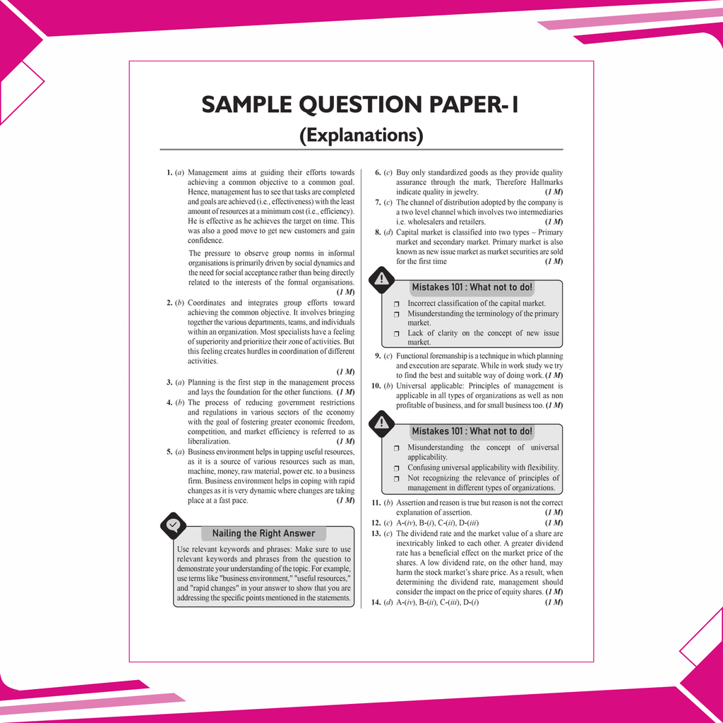 CBSE 15 Sample Question Papers Class 12 Business Studies for 2025 Exam | Competency-Based Learning | PYQ 2024 with Topper's Explanations, CBSE SQP & CBSE Practice Questions