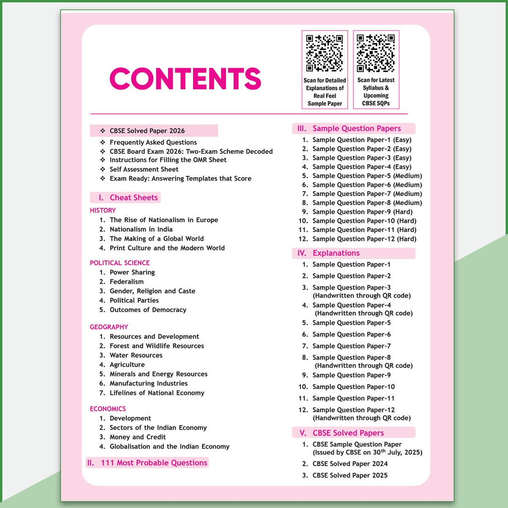 PW 15 CBSE Sample Papers Class 10 Social Science For 2027 Board Exam (New Pattern) | CBSE Like Question Booklet and Answer Sheets, Marking Stickers, Mind Maps, Most Probable Questions