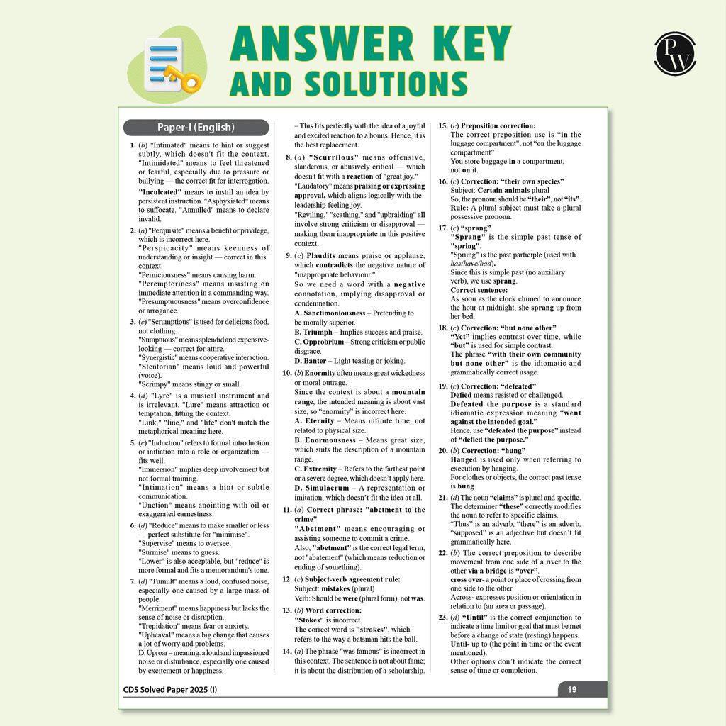 CDS Combined Defence Services 10 Previous Year Solved Papers (2025 - 2020) & 10 Mock Tests with 15 OMR Sheets (English, General Knowledge and Mathematics) For CDS Exam 2025-2026