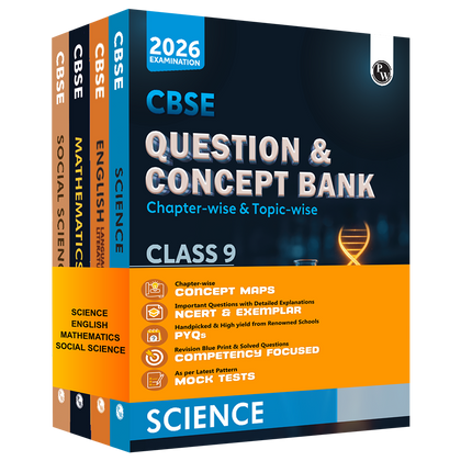 CBSE Question & Concept Bank (QCB) Class 9 Science, Mathematics, Social Science, English Combo Set of 4 Books | Chapter-wise and Topic-wise Solved Questions For 2026 Exams