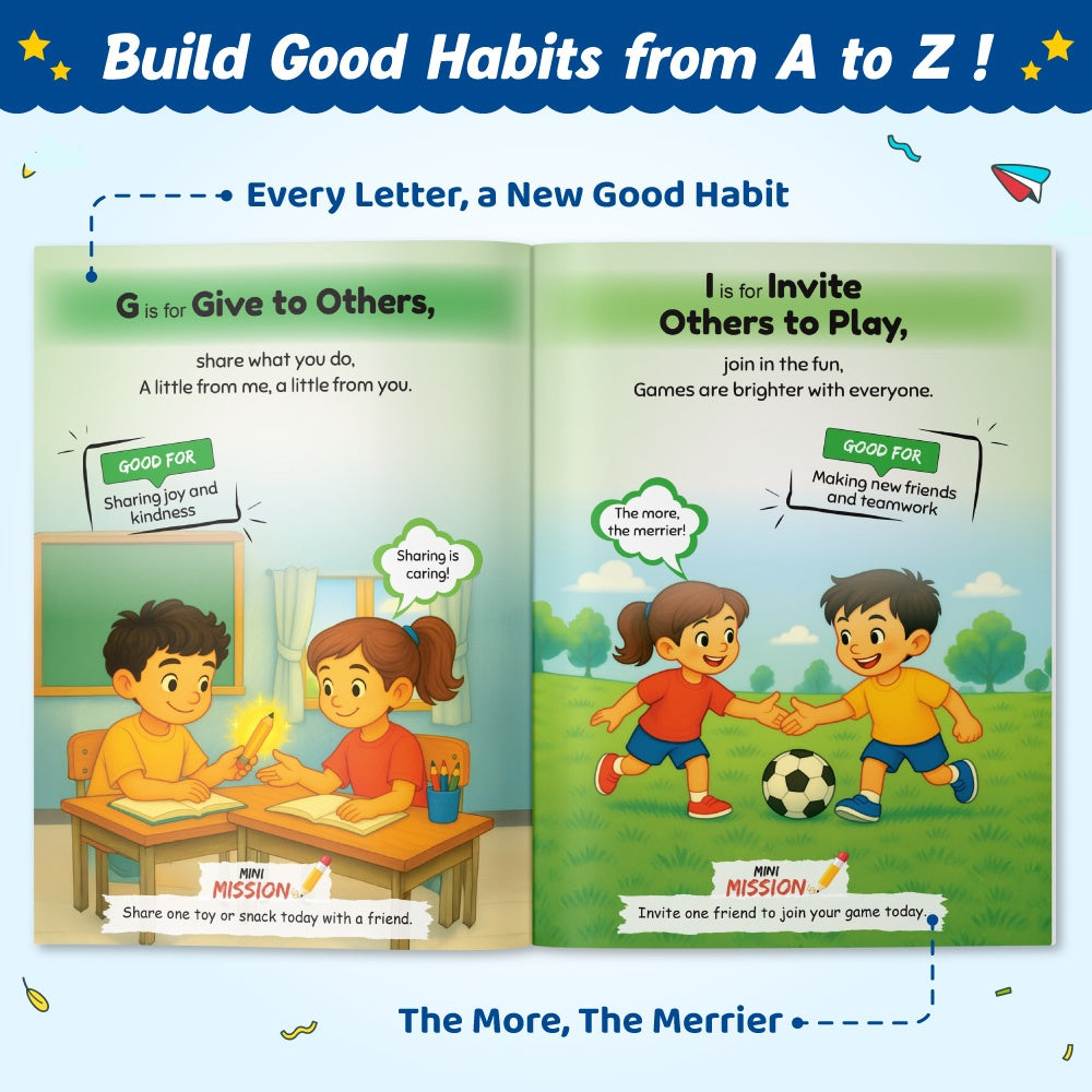 A to Z Kids Reading & Activity Books Combo Set of 5 | Learn Good Habits, Emotions, Places, Professions & Sports | Fun Early Learning Alphabet Series | Pictures with General Knowledge Books