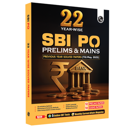 22 SBI PO Prelims & Mains Previous Year Solved Papers (Till May 2025) with 5 Online Mock Tests For 2025-26 Exam | PYQ | Fully Solved | English Edition