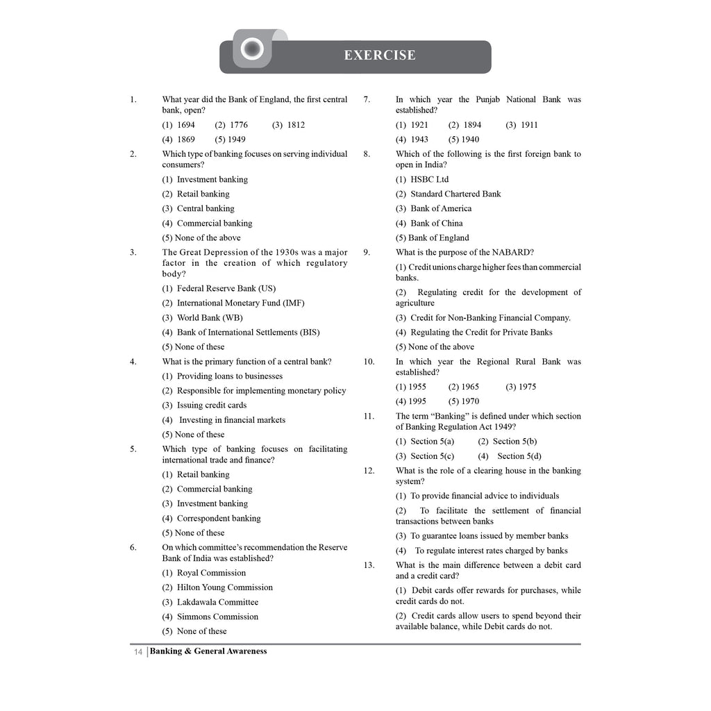 PW Banking Drona General and Banking Awareness l Theory with Exercise l For IBPS PO, Clerk, SBI PO Clerk, IBPS RRB, Grade A/B, PO/SO, Nabard, Insurance 2024 Exams