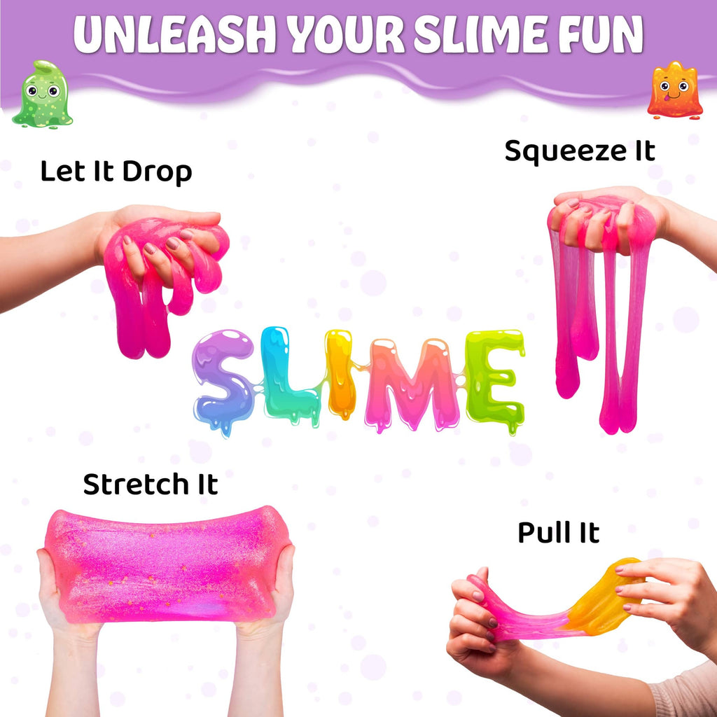 200ml DIY PVA Slime Glue & 50ml Activator, Glue for Smooth & Stretchy Slime, Mess-Free Learning for Boys & Girls, Safe & Non-Toxic Materials, Clear White -Waterproof & Washable Adhesive